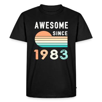 Anniversaire rétro anniversaire 1983 - T-shirt Premium bio Homme - noir - Devant - Nico (187cm)