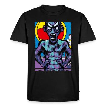 Drôle de zombie fitness Pop Art Design - T-shirt Premium bio Homme - noir - Devant - Nico (187cm)