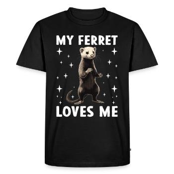 My ferret loves me Cute ferret saying - Men's Premium Organic T-Shirt - black - Front - Nico (187cm)