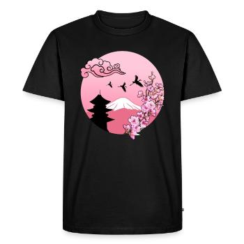 Sakura Cherry Blosseom Pink - T-shirt Premium bio Homme - noir - Devant - Nico (187cm)