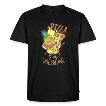 La pizza est ma Saint-Valentin - T-shirt Premium bio Homme - noir - Devant - Nico (187cm)
