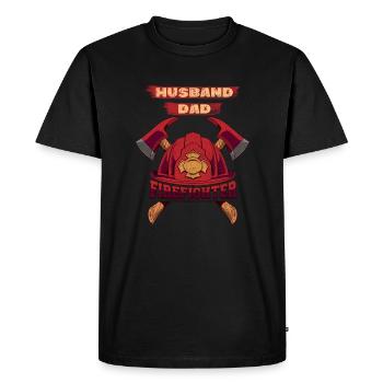 Ehemann Papa Feuerwehrmann - Männer Premium Bio T-Shirt - Schwarz - Vorne - Nico (187cm)