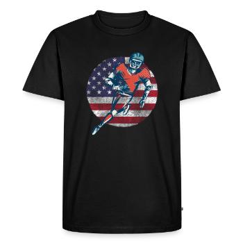 Football Américain Rétro Vintage Drapeau des États-Unis - T-shirt Premium bio Homme - noir - Devant - Nico (187cm)