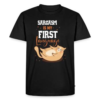 Le sarcasme est ma langue maternelle - T-shirt Premium bio Homme - noir - Devant - Nico (187cm)