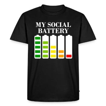 Batterie sociale Anxiété sociale introvertie - T-shirt Premium bio Homme - noir - Devant - Nico (187cm)