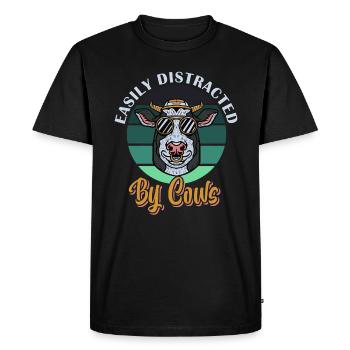 Facilement distrait par Cows Country Babe - T-shirt Premium bio Homme - noir - Devant - Nico (187cm)