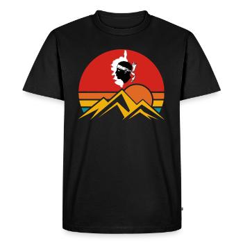 Île de Corse avec coucher de soleil et montagnes France - T-shirt Premium bio Homme - noir - Devant - Nico (187cm)