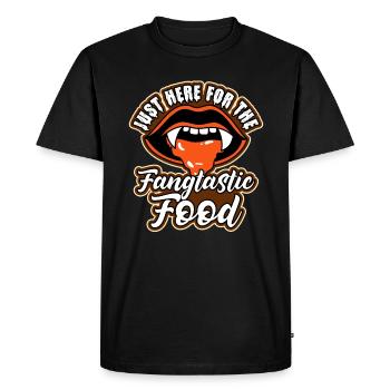 Just Here For The Fangtastic Food Halloween Pun - Men's Premium Organic T-Shirt - black - Front - Nico (187cm)
