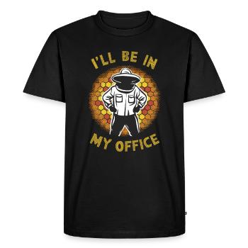 Drôle d’apiculteur Je serai dans mon bureau - T-shirt Premium bio Homme - noir - Devant - Nico (187cm)