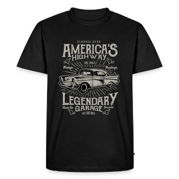 Americas Highway Vintage Retro Car Engine America - Men's Premium Organic T-Shirt - black - Front - Nico (187cm)