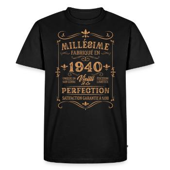 Cadeau D'anniversaire Millésime Fabriqué En 1940 - T-shirt Premium bio Homme - noir - Devant - Nico (187cm)