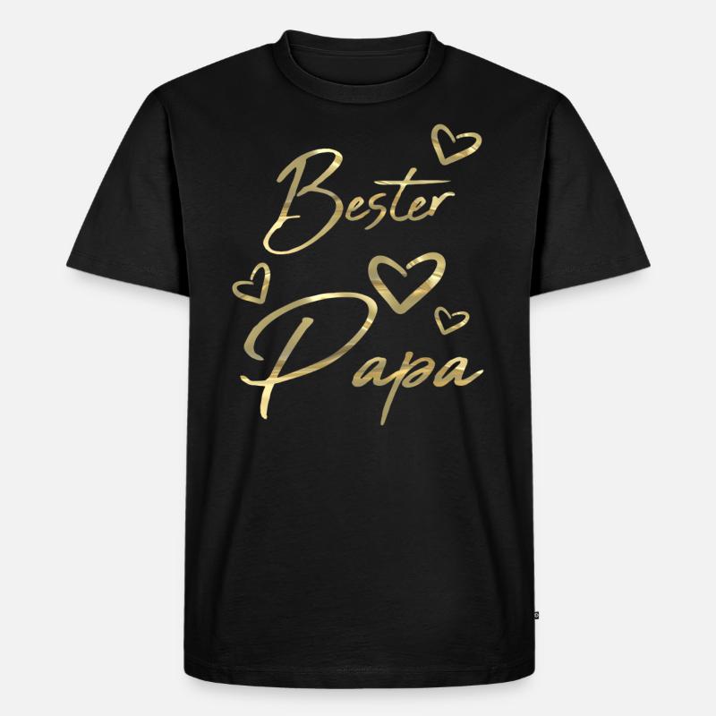 Bester Papa gold - Männer Premium Bio T-Shirt - Schwarz