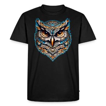 Cool Steampunk Owl - Men's Premium Organic T-Shirt - black - Front - Nico (187cm)