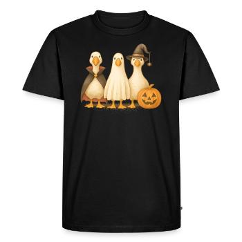 Halloween Geese Costume Design with Pumpkin - Men's Premium Organic T-Shirt - black - Front - Nico (187cm)