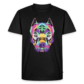 Cadeau aquarelle Bully Pit Bull Terrier - T-shirt Premium bio Homme - noir - Devant - Nico (187cm)