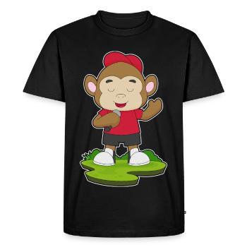 Singe Singe Microphone Chant - T-shirt Premium bio Homme - noir - Devant - Nico (187cm)