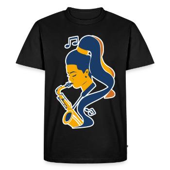 Saxophone Player Comic Look - Men's Premium Organic T-Shirt - black - Front - Nico (187cm)