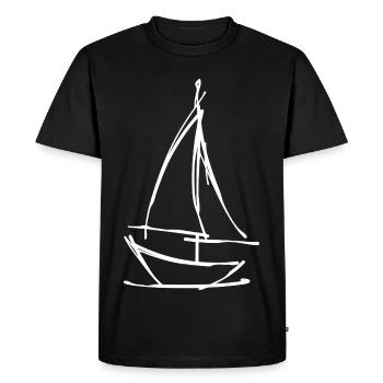 Sailboat Drawing – Abstract Maritime Motif - Men's Premium Organic T-Shirt - black - Front - Nico (187cm)