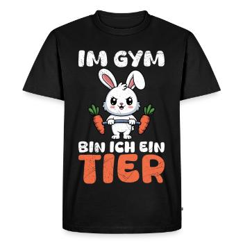 Entraînement en musculation À LA SALLE DE SPORT JE SUIS UN ANIMAL Amusant - T-shirt Premium bio Homme - noir - Devant - Nico (187cm)