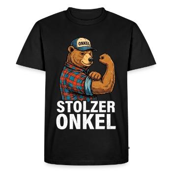 Oncle Ours Fier - T-shirt Premium bio Homme - noir - Devant - Nico (187cm)