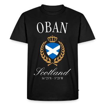 Couronne des armoiries d’Oban Scotland – Souvenir de voyage - T-shirt Premium bio Homme - noir - Devant - Nico (187cm)