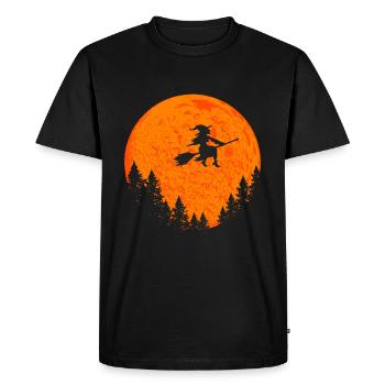 Halloween sorcière sur balai de sorcière - T-shirt Premium bio Homme - noir - Devant - Nico (187cm)
