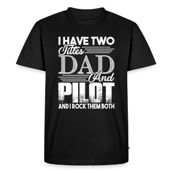 Pilote, je suis papa et pilote - T-shirt Premium bio Homme - noir - Devant - Nico (187cm)
