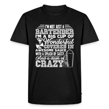 Barman, je ne suis pas qu'un barman - T-shirt Premium bio Homme - noir - Devant - Nico (187cm)