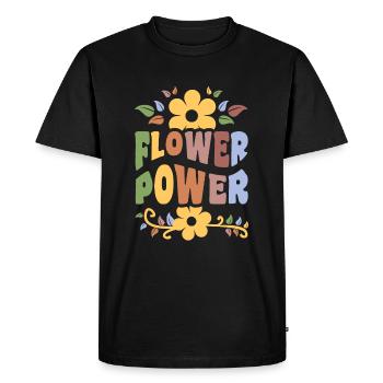 Flower Power Hippie Des années 1960 Fleurs Rétro - T-shirt Premium bio Homme - noir - Devant - Nico (187cm)