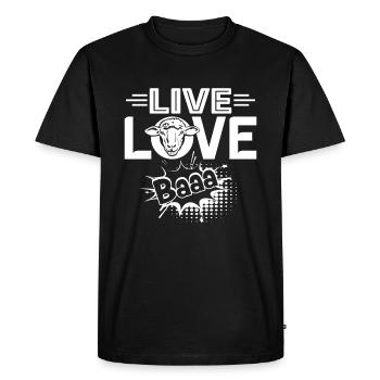 Sheep Sheep Live Love Baaa - Men's Premium Organic T-Shirt - black - Front - Nico (187cm)