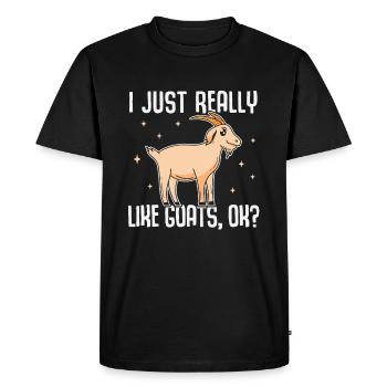 J’aime vraiment les chèvres, d’accord ? Chèvres, Agriculteur, Berger - T-shirt Premium bio Homme - noir - Devant - Nico (187cm)