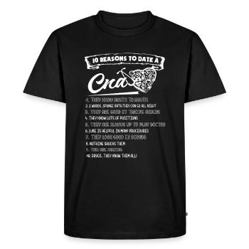 CNA 10 Reasons To Date A CNA - Men's Premium Organic T-Shirt - black - Front - Nico (187cm)