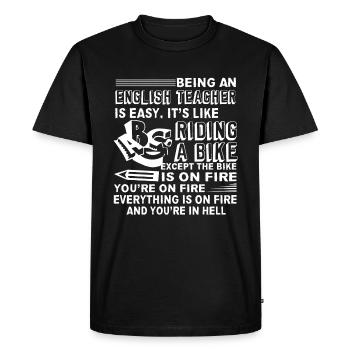 English Teacher English Teacher Is Easy - Men's Premium Organic T-Shirt - black - Front - Nico (187cm)