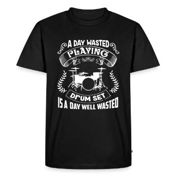 Drum Set A Day Playing Drum Set - Men's Premium Organic T-Shirt - black - Front - Nico (187cm)