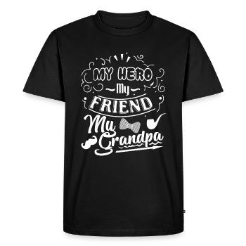 Father's Day My Hero My Grandpa - Men's Premium Organic T-Shirt - black - Front - Nico (187cm)