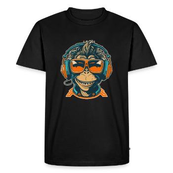 Singe DJ Lunettes De Soleil Casque Chimpanzé Coloré - T-shirt Premium bio Homme - noir - Devant - Nico (187cm)