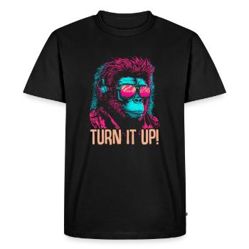 Monkey DJ Sunglasses Headphones Chimpanzee Colorful - Men's Premium Organic T-Shirt - black - Front - Nico (187cm)