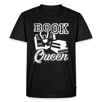 Book Book Queen - Men's Premium Organic T-Shirt - black - Front - Nico (187cm)