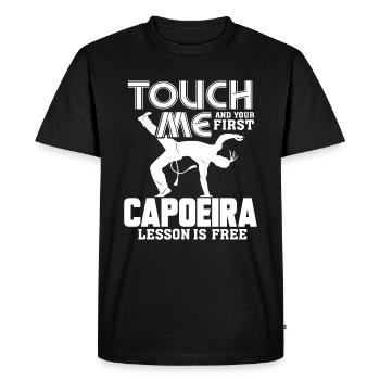 Capoeira First Capoeira Lesson Is Free - Men's Premium Organic T-Shirt - black - Front - Nico (187cm)