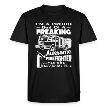 Firefighter Proud Dad Of Awesome Firefighter - Men's Premium Organic T-Shirt - black - Front - Nico (187cm)