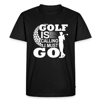 Golf Golf Is Calling I Must Go - Men's Premium Organic T-Shirt - black - Front - Nico (187cm)
