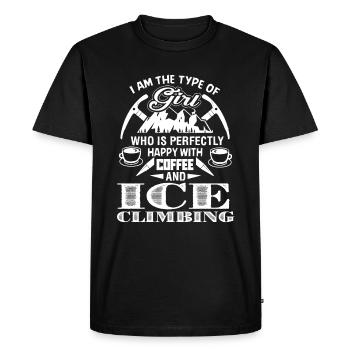 Ice Climbing Happy with Coffee and Ice Climbing - Men's Premium Organic T-Shirt - black - Front - Nico (187cm)