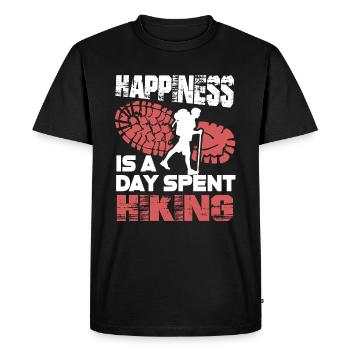 Hiking Happiness Is A Day Spent Hiking - Men's Premium Organic T-Shirt - black - Front - Nico (187cm)
