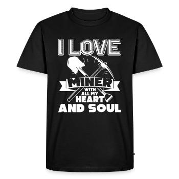 Miner I Love Miner - Men's Premium Organic T-Shirt - black - Front - Nico (187cm)