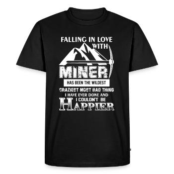 Miner Falling In Love With A Miner - Men's Premium Organic T-Shirt - black - Front - Nico (187cm)