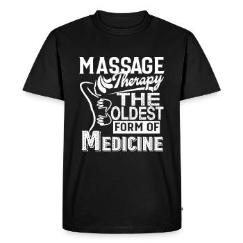 Massage Therapy The Oldest Form Of Medicine - Men's Premium Organic T-Shirt - black - Front - Nico (187cm)