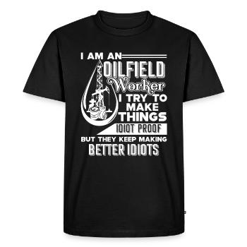 Oilfield Worker I Am An Oilfield Worker Funny - Men's Premium Organic T-Shirt - black - Front - Nico (187cm)