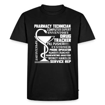 Pharmacy Technician Multitasking Job - Men's Premium Organic T-Shirt - black - Front - Nico (187cm)