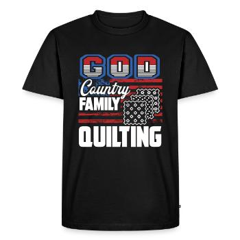 Quilting God Country Family Quilting - Men's Premium Organic T-Shirt - black - Front - Nico (187cm)