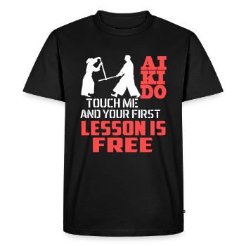 Aikido Aikido First Lesson Is Free - Men's Premium Organic T-Shirt - black - Front - Nico (187cm)